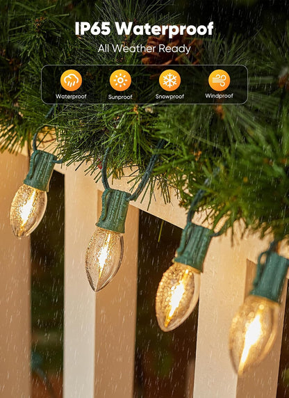 Minetom Christmas Lights Outdoor, 50Ft 50 LED C9 String Lights, Warm White