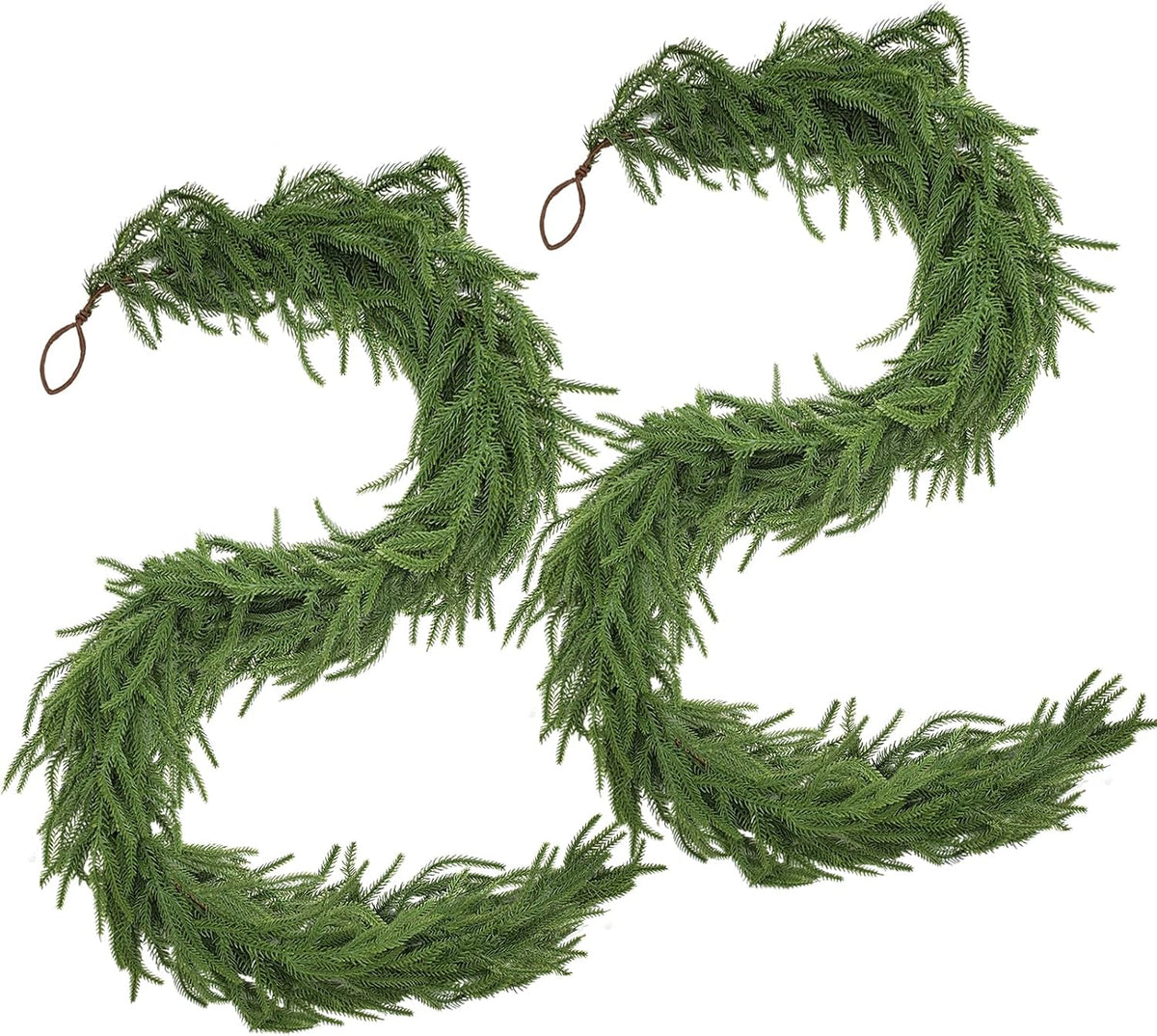 2 Pack 6 FT Norfolk Pine Garlands, Real Touch Christmas Decor