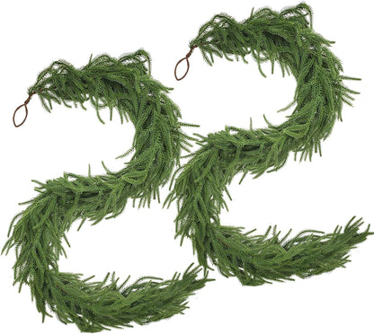 2 Pack 6 FT Norfolk Pine Garlands, Real Touch Christmas Decor