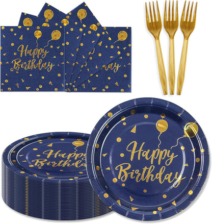 Paper Plates and Napkins Set, Red and Gold Dot, 75PCS, Serves 25