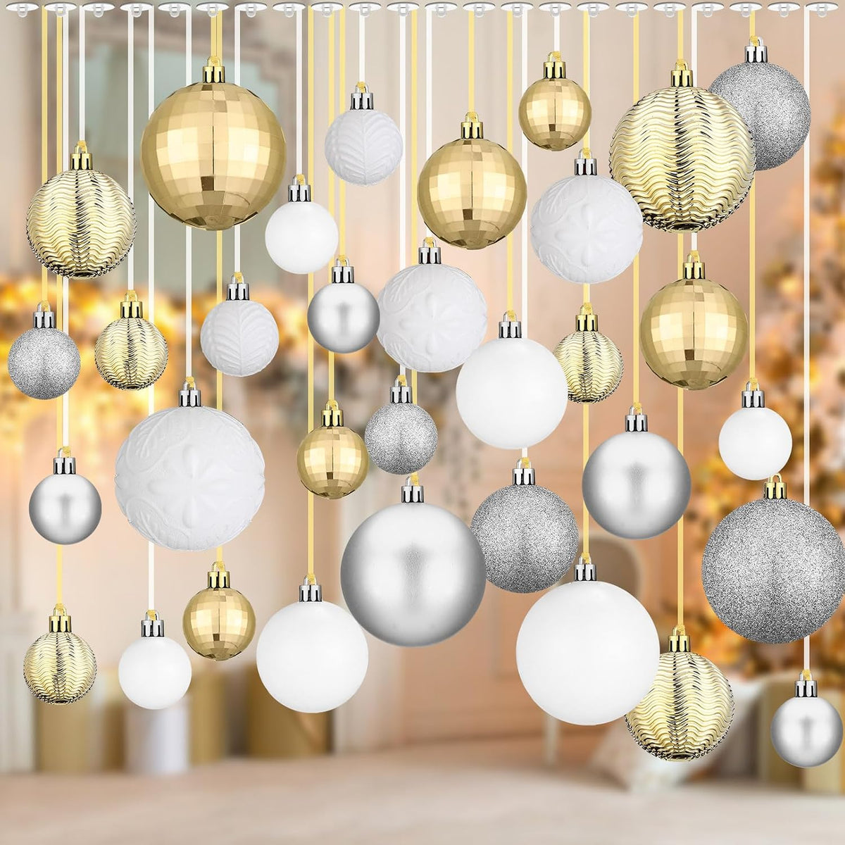 36 Pcs Christmas Balls Ornaments for Ceiling, Red, Gold