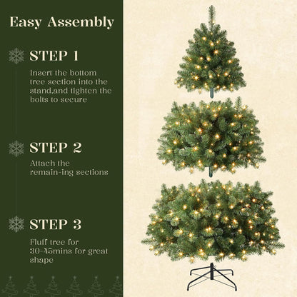 Alupssuc 6FT Prelit Christmas Tree, Warm White Lights, Hinged Branches