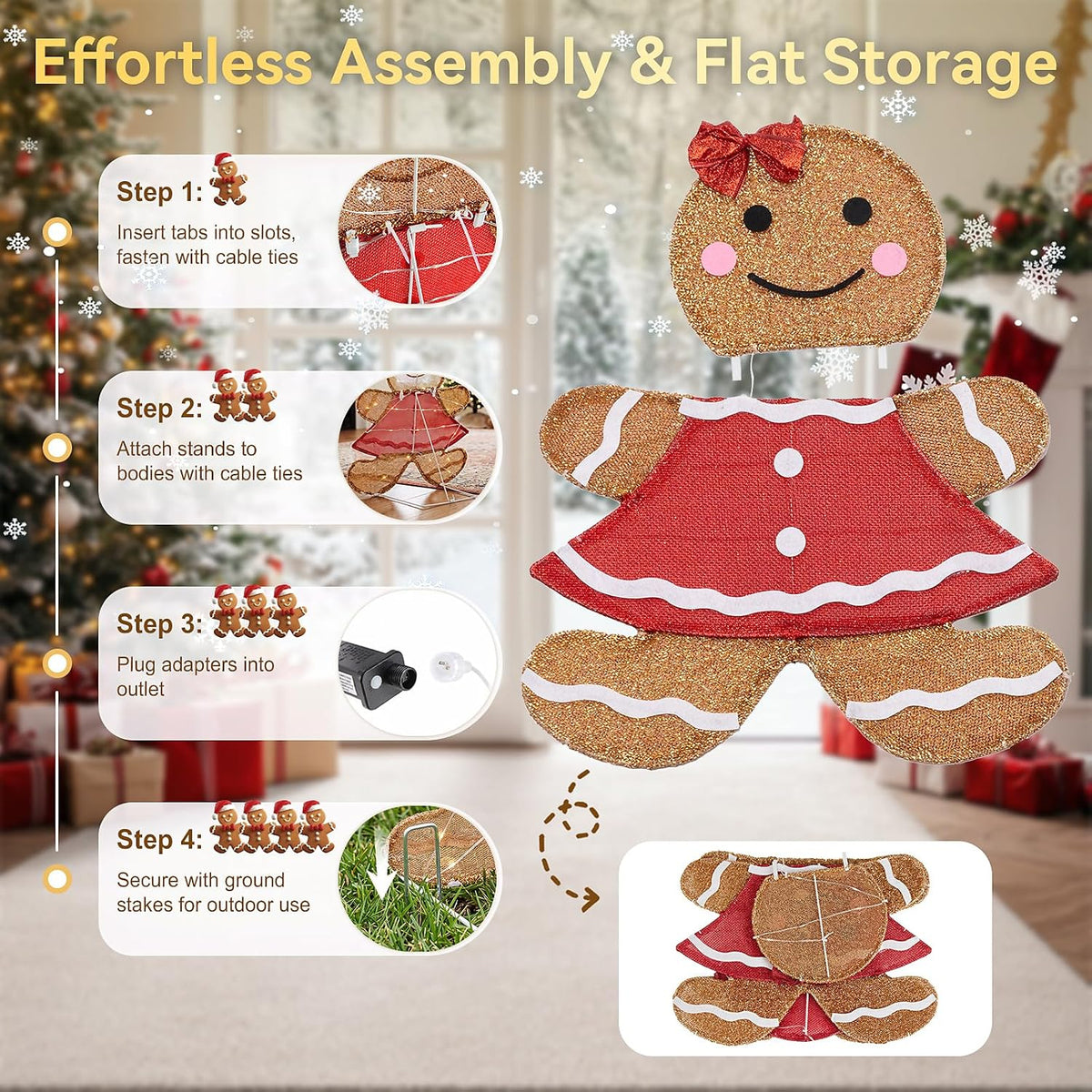 DUMOS Christmas Outdoor Decorations, Set of 2 Lighted Yard Figures
