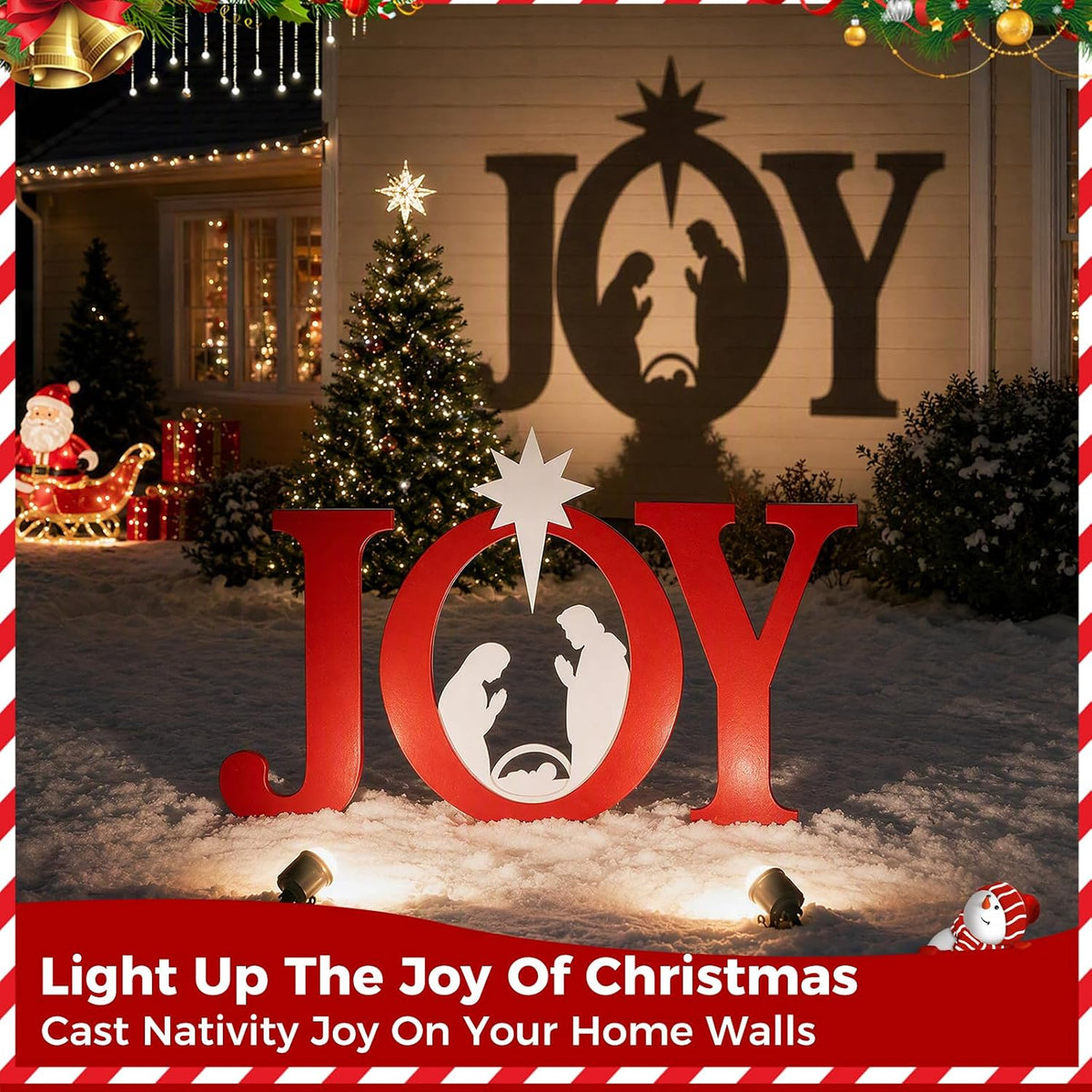 DUMOS 46 Inch Joy Christmas Decorations, Outdoor Nativity Set Scene
