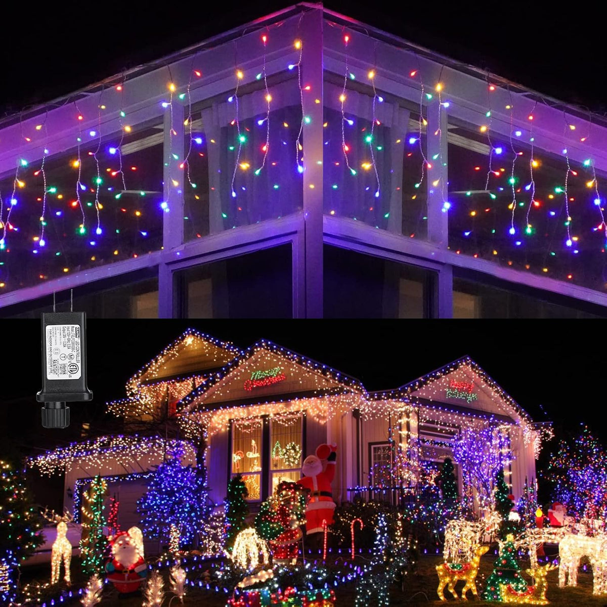 Toodour Christmas Icicle Lights Outdoor, 612 LED 50ft 8 Modes Fairy Icicle String Light with 102 Drops, Led Christmas Lights Twinkle for Holiday, Party, Wedding, Eaves, Xmas Decorations (Warm White)