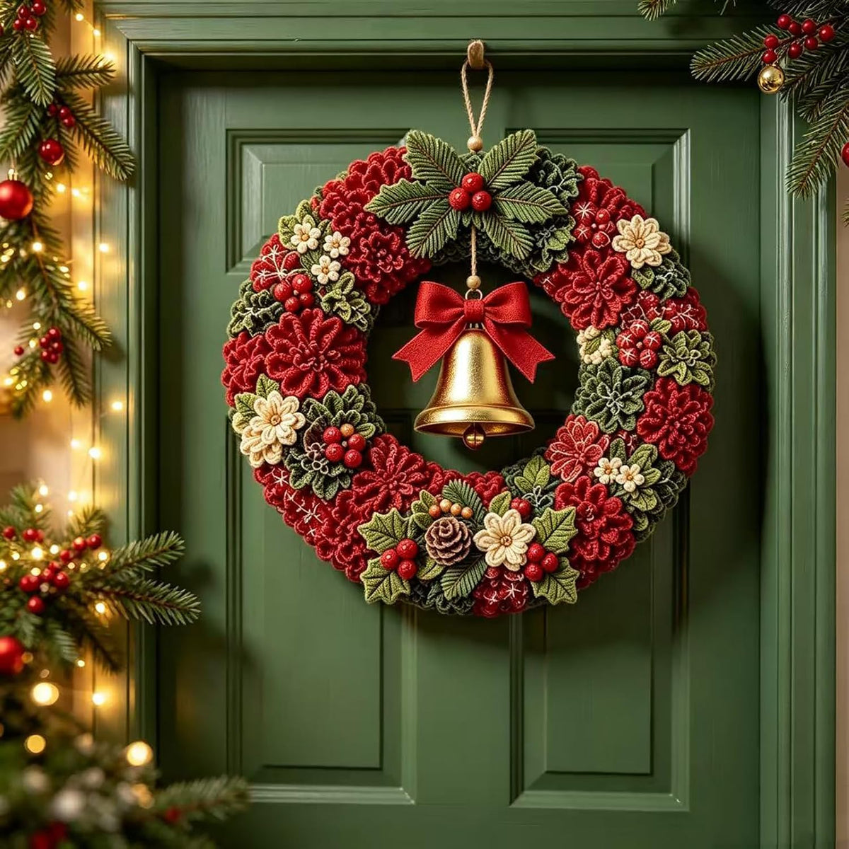 DIY Christmas Fabric Poke Wreath Kit,No-Sew Poke Art.（Christmas Stocking）
