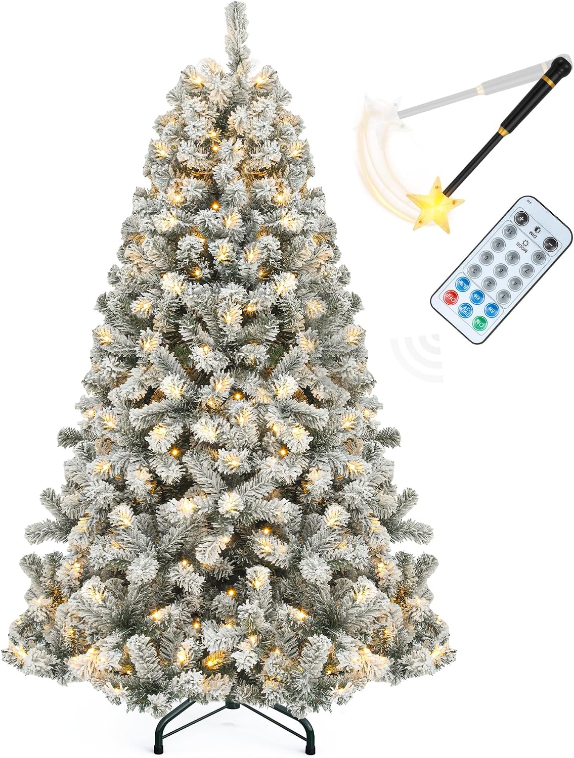 YITAHOME 6ft Prelit Green Artificial Hinged Christmas Tree with Remote