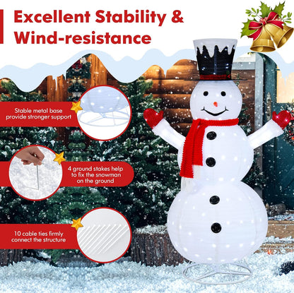 Tangkula 6 FT Lighted Christmas Snowman, Pop-Up 3D Xmas Pre-lit Snowman