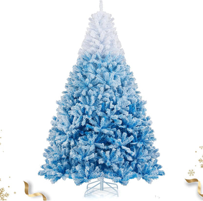 HAPPYGRILL 6FT Artificial Christmas Tree, Unlit Xmas Pine Tree, Metal Stand