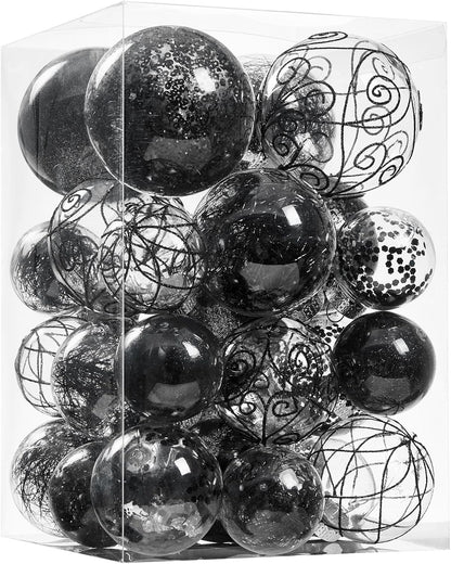 Wironlst Christmas Ball Ornaments Shatterproof Clear Large Plastic Hanging Ball Decorative Baubles Set with Stuffed Delicate Decorations (Multi-Size, Red)
