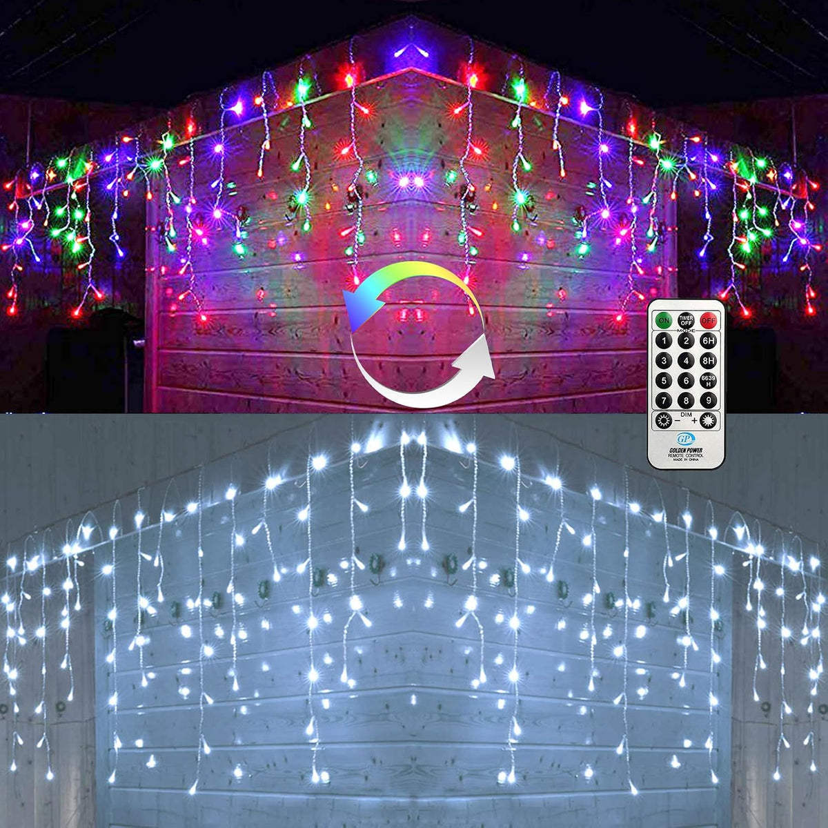 Toodour Christmas Icicle Lights Outdoor, 612 LED 50ft 8 Modes Fairy Icicle String Light with 102 Drops, Led Christmas Lights Twinkle for Holiday, Party, Wedding, Eaves, Xmas Decorations (Warm White)