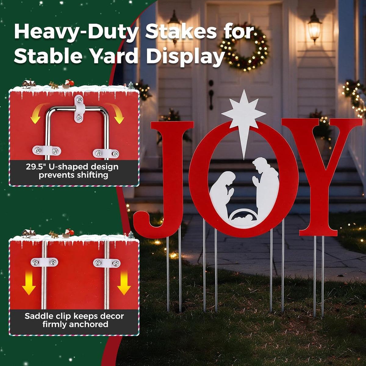 DUMOS 46 Inch Joy Christmas Decorations, Outdoor Nativity Set Scene