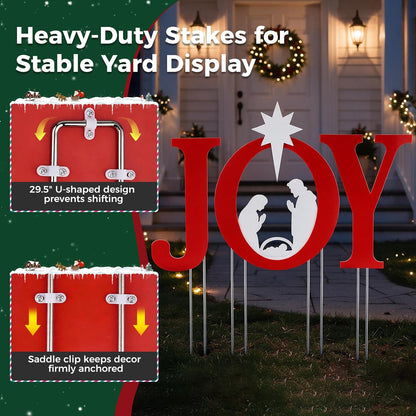 DUMOS 46 Inch Joy Christmas Decorations, Outdoor Nativity Set Scene