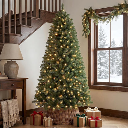 Alupssuc 6FT Prelit Christmas Tree, Warm White Lights, Hinged Branches