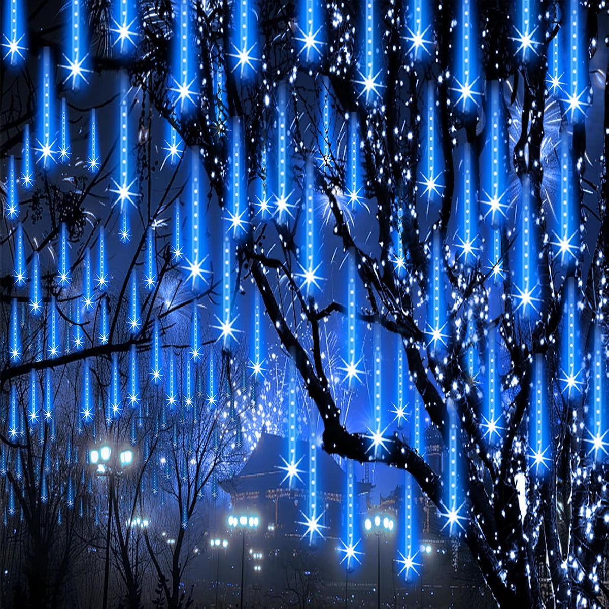 Outdoor Meteor Shower Christmas Lights, Falling rain Drop Lights