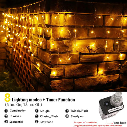 Toodour Christmas Icicle Lights Outdoor, 612 LED 50ft 8 Modes Fairy Icicle String Light with 102 Drops, Led Christmas Lights Twinkle for Holiday, Party, Wedding, Eaves, Xmas Decorations (Warm White)