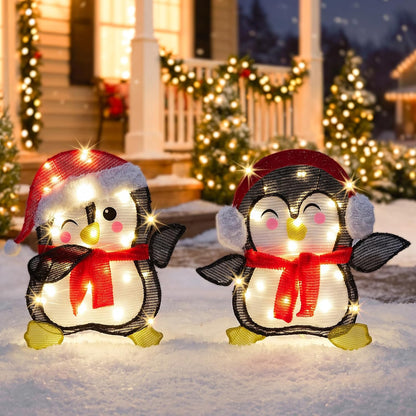 DUMOS Christmas Outdoor Decorations, Set of 2 Lighted Yard Figures