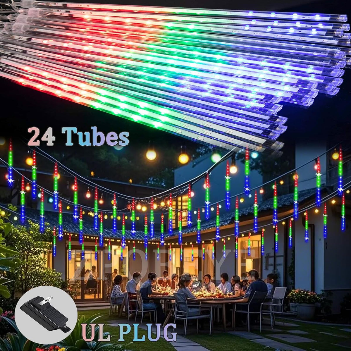 Christmas Outdoor Lights Snow Falling Rain Cascading Icicle Lights