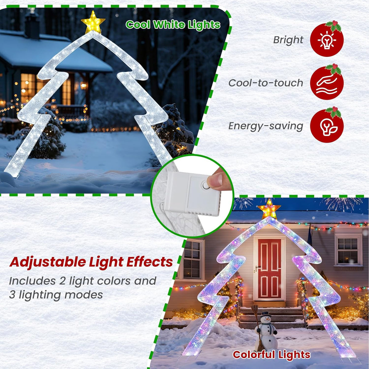 Tangkula 8.8 FT Outdoor Lighted Christmas Tree-Shaped Archway with Top Star