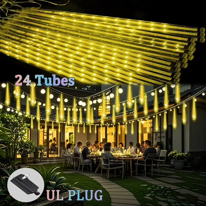 Outdoor Meteor Shower Christmas Lights, Falling rain Drop Lights