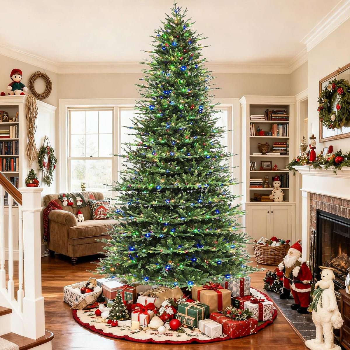 Hykolity 9 ft Prelit Christmas Tree with Realistic PE Foliage