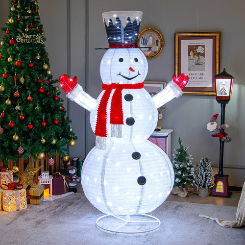 Tangkula 6 FT Lighted Christmas Snowman, Pop-Up 3D Xmas Pre-lit Snowman