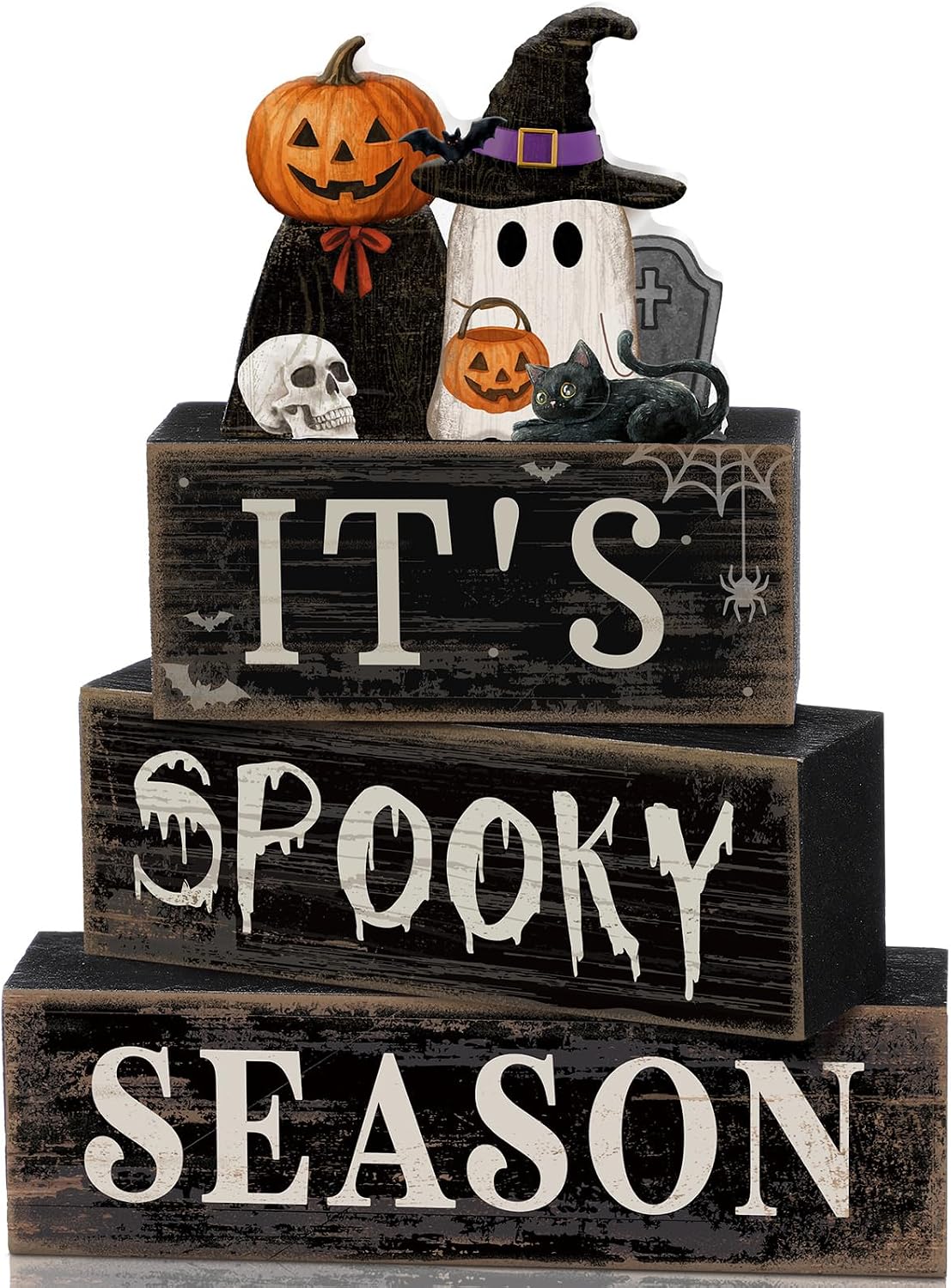 Moucuny 4 Pcs Christmas Table Decorations Indoor, Hot Cocoa Wood Block Sign