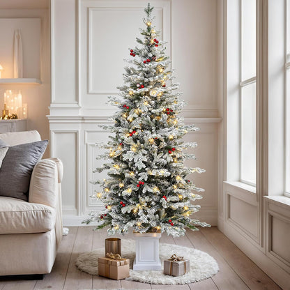 YITAHOME 6FT Prelit Green Fraser Fir Pencil Christmas Tree with Remote
