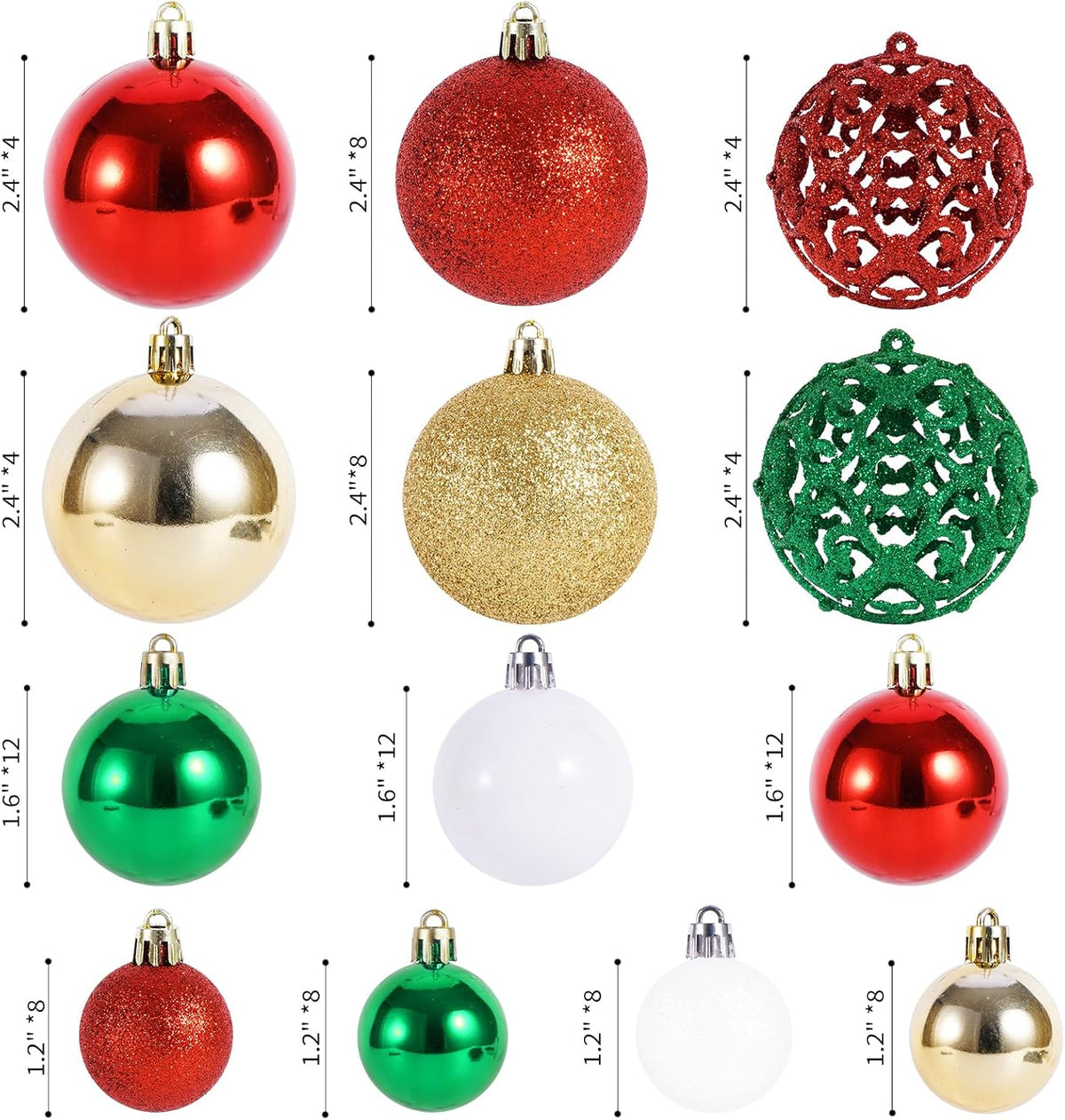 100PCS Christmas Ball Ornaments, Shatterproof Hanging Xmas Tree Decorations