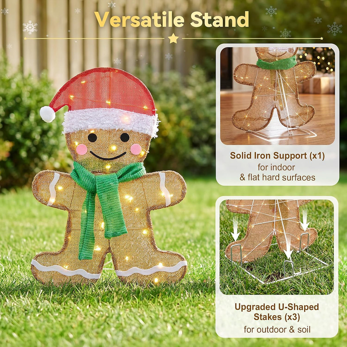 DUMOS Christmas Outdoor Decorations, Set of 2 Lighted Yard Figures