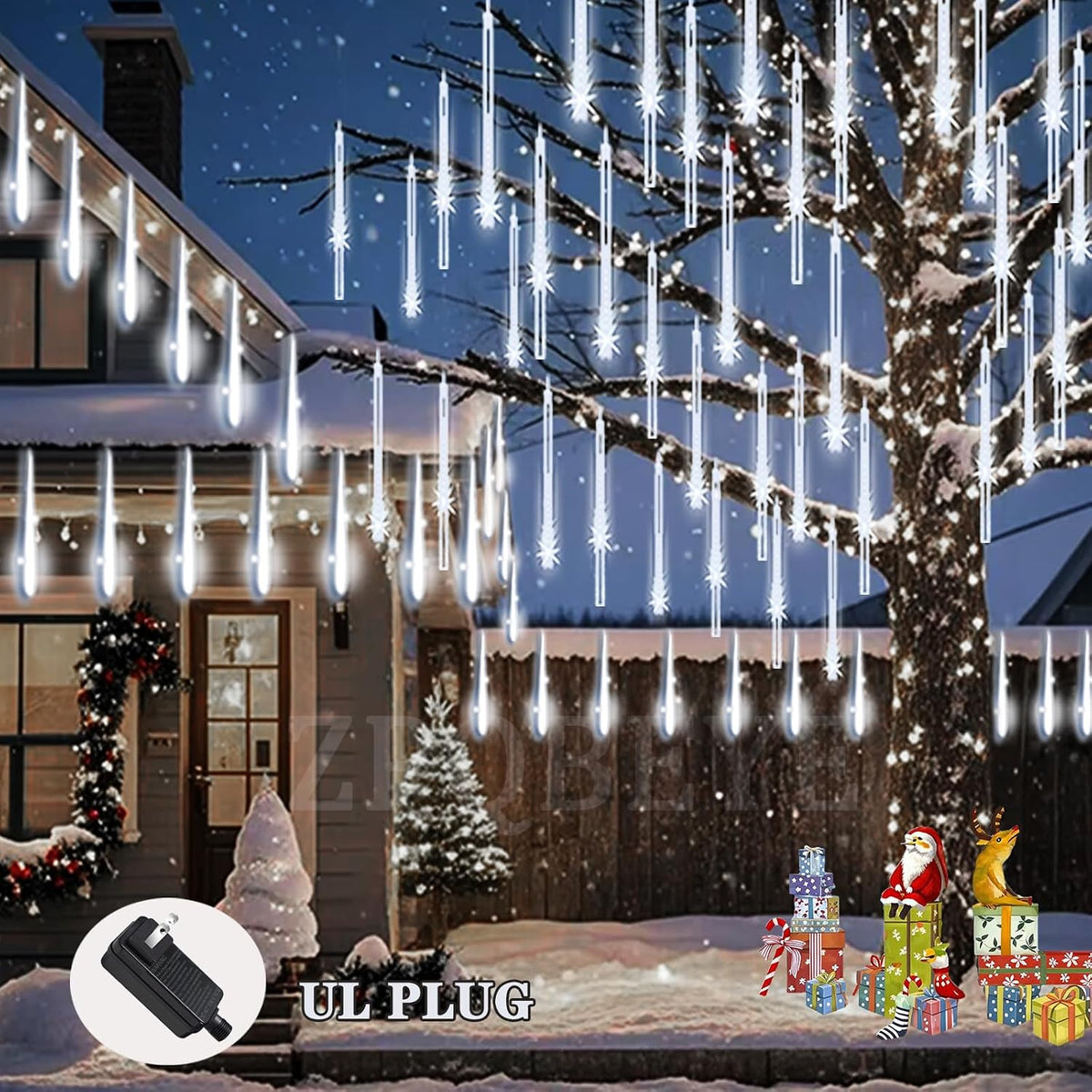 Christmas Outdoor Meteor Shower Lights 16-Tube 384LEDs Falling Rain Lights