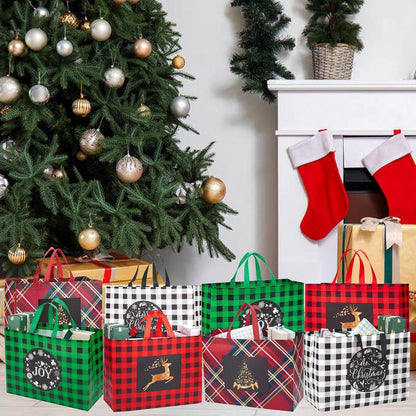 Heetobcos 12 Pack Christmas Gift Bags 13” Large Reusable Tote Bags
