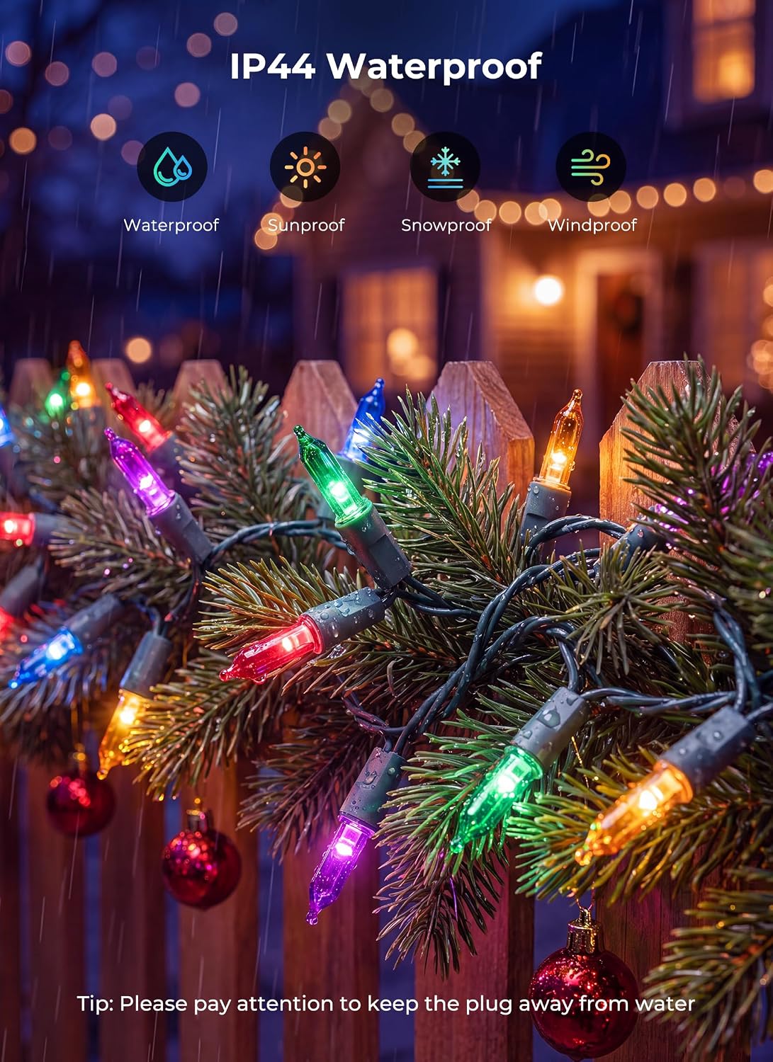 Brightown Multicolor Christmas Lights, 32FT 100Count LED Mini String Lights