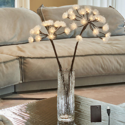LITBLOOM Lighted Willow Branches with Timer Battery Operated and USB Plug in, Faux Dandelion Branches with Lights 27IN 70 LED Lights for Home Mantle Table Christmas Decoration