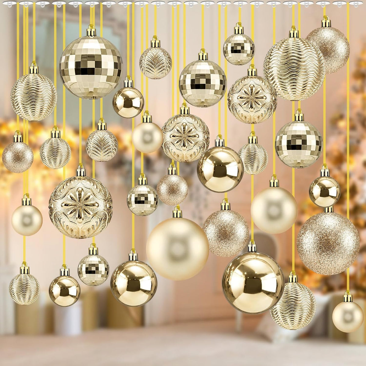 36 Pcs Christmas Balls Ornaments for Ceiling, Red, Gold