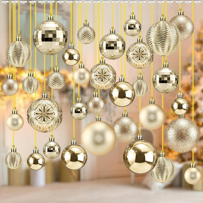 36 Pcs Christmas Balls Ornaments for Ceiling, Red, Gold