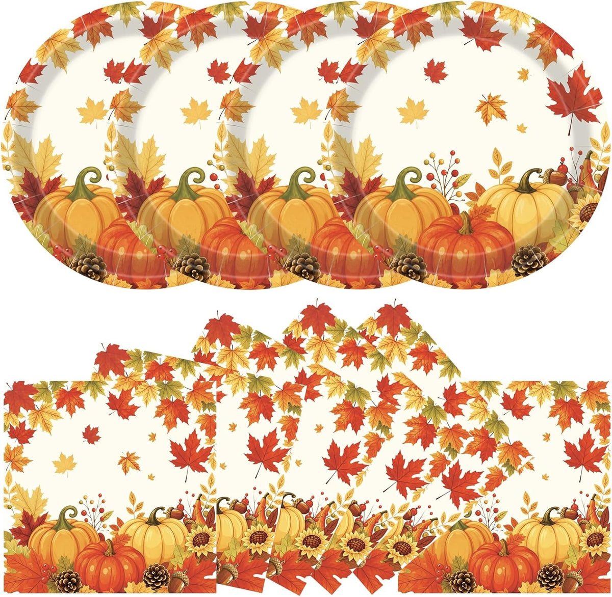 50PCS Christmas Plates and Napkins, 7 Inch Reindeer Dessert Plates