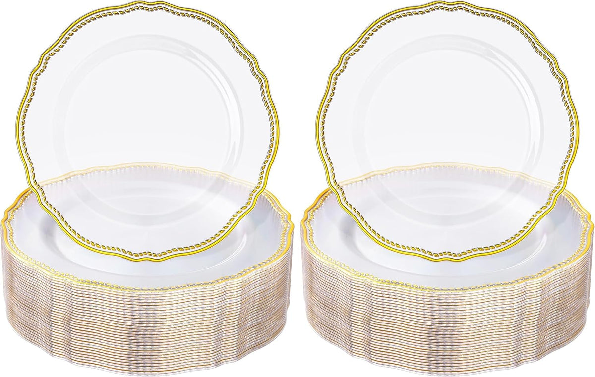 Hioasis 60 Pcs Red Gold Dessert Plates for Christmas