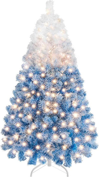 Yaheetech 6ft Pre-Lit Snow Flocked Artificial Christmas Tree, 250 Lights