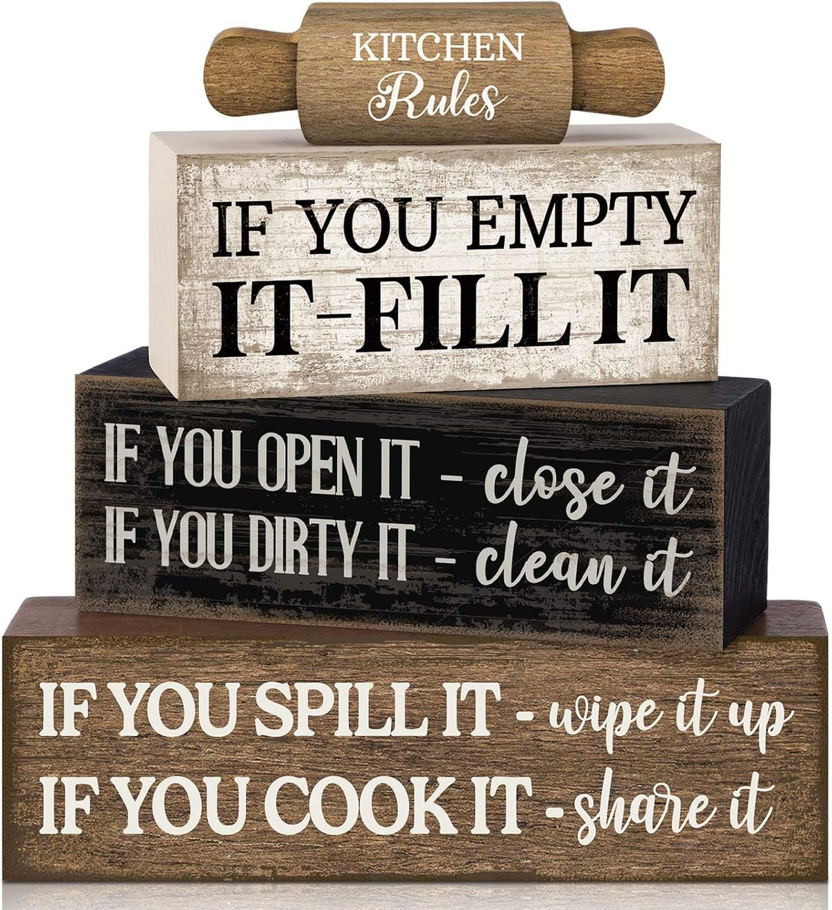 Moucuny 4 Pcs Christmas Table Decorations Indoor, Hot Cocoa Wood Block Sign