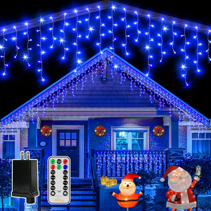 Ollny Icicle Lights for Outside 504LED 41FT, Warm White Christmas Light with Remote 8Modes Timers Waterproof, Plug in Connectable Hanging Lights for Outdoor Indoor House Roof Holiday