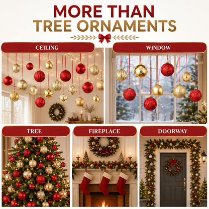 36 Pcs Christmas Balls Ornaments for Ceiling, Red, Gold