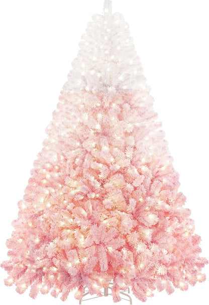 Yaheetech 6ft Pre-Lit Snow Flocked Artificial Christmas Tree, 250 Lights