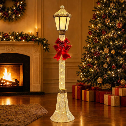 DrVIBES 5FT Lighted Outdoor Christmas Double-Head Lamp Post Decorations