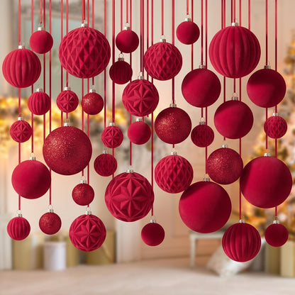 36 Pcs Christmas Balls Ornaments for Ceiling, Red, Gold