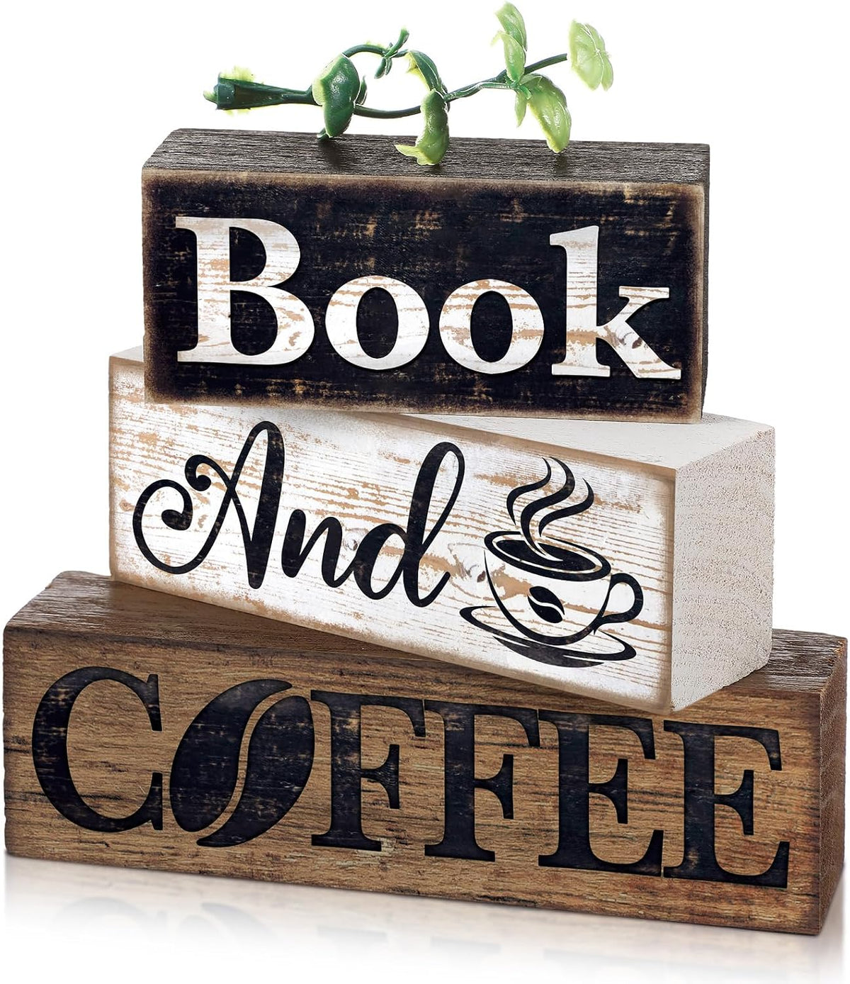 Moucuny 4 Pcs Christmas Table Decorations Indoor, Hot Cocoa Wood Block Sign