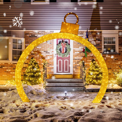 Tangkula 10.4 FT Outdoor Christmas Lighted Archway with Large Red Bow