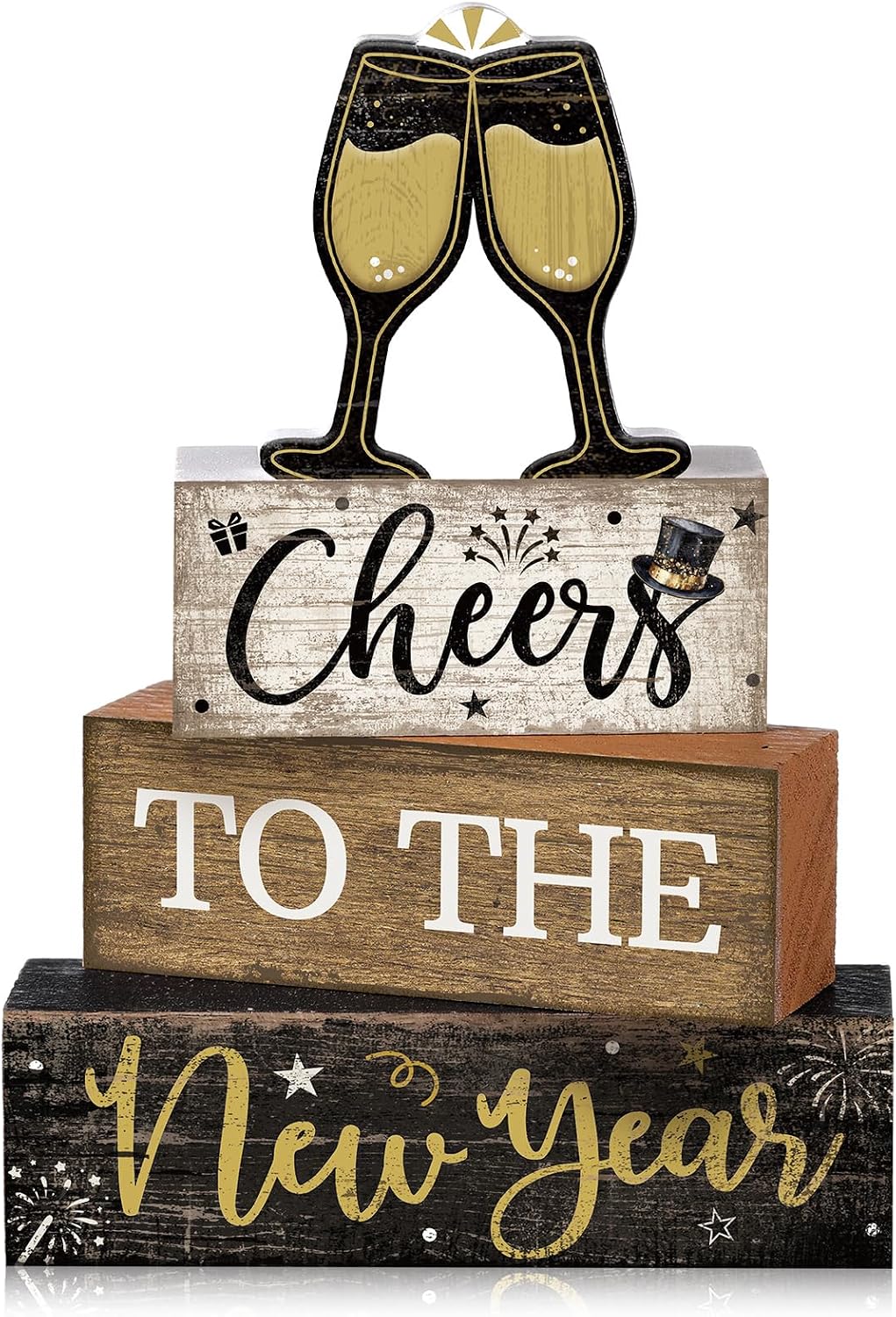 Moucuny 4 Pcs Christmas Table Decorations Indoor, Hot Cocoa Wood Block Sign