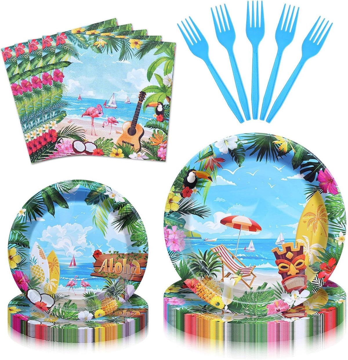 96 Pieces Christmas Poinsettia Tableware Set – Merry Christmas Disposable Plates, Napkins, Forks Party Supplies with Holiday Flower and Holly Designs for Xmas Parties Celebrations – Serves 24 Guests