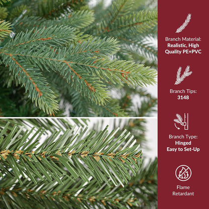 SHareconn 7.5ft Prelit Artificial Fir Christmas Tree with Dual Color Lights